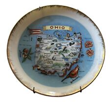 Vintage Ohio State Decorative Souvenir Plate 6” White With Gold Trim Columbus OH picture