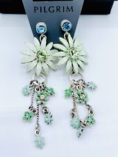 Pilgrim Jewelry Swarovski Crystal pale green Sterling silver Plated Earrings $14 picture