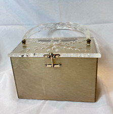 Charles S. Kahn Lucite Purse Box Style Mid Century Modern Handbag Gold Clear picture