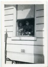 WWII Soldiers with Little Dog Candlestick Telephones In Window Vtg 1940s Photo picture