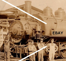 C 1918-1930 RPPC Barre Railroad Locomotive Monarch Train Engineers Workers Sepia picture