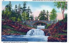 Lester River And Falls In Lester Park Duluth Minnesota Vintage Linen Post Card picture