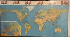 Vintage Colour 1975 British Airways Large World Wall Map Poster 57”x31” picture