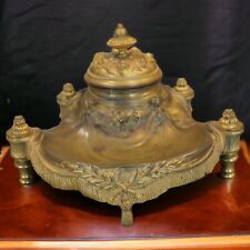Circa 1880 French Louis XV Style Gilt Bronze Floral/Rope & Tassel Motifs Inkwell picture