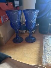 Vintage Avon blue cameo goblet wine glasses set  picture