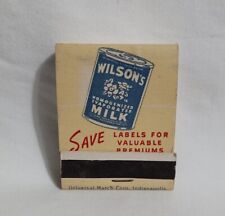 Vintage Wilson's Evaporated Milk Dairy Grocery Food Matchbook Advertising Full picture