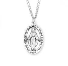 Classic Sterling Silver Oval Miraculous Medal Size 1.4in x 0.8in picture