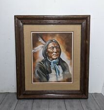 Vintage MAIJA Framed Art Print Indian Chief Portrait - Native American Western picture
