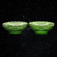 Set Of 2 Vintage E.O. Brody Co. Green Glass Dish Bowl Scallop Edges 2.5”T 6.5”W picture