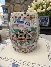 Hand painted chinese chinoiserie diminutive porcelain garden stool plant stand picture