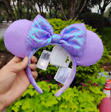 Authentic Shanghai Disney Parks Purple sequined Minnie Mouse Ears Headband picture