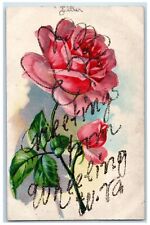 c1910s Greetings From Wheeling West Virginia VA Posted Embossed Flower Postcard picture