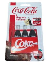 Vintage 1997 Coca-Cola Coke Carton + 3 Bottles Refrigerator 4 Magnets Set Sealed picture