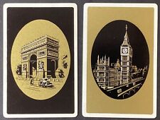 Big Ben Arc de Triomphe 2 Vintage Single Swap Playing Cards Pair Ace Diamonds picture