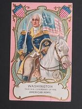 Washington Taking Command of American Army Patriotic Gold Embossed Postcard 1908 picture
