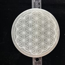 5 1/2” Selenite Charging Plate/Grid With Flower Of Life  picture