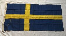 Vintage 1940s Sweden Flag 4’6” x2’3” Panel Stitched 135cm Rope & Toggle Original picture
