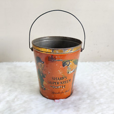1940s Vintage Sharp's Super Kreem Toffee Advertising Tin Bucket Rare Big TI415 picture