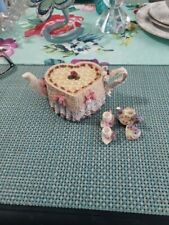 Vintage Resin Heart Shaped Teapot With Miniature Trinkets Inside picture