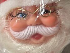 VTG Commodore Happy Jolly Smiling Santa Face Gold Rim Glasses Ornament Kmart NOS picture