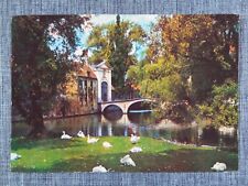 Bruges Belgium Beguinage Vintage Postcard posted 2001 Swans Pond Bridge Europe picture