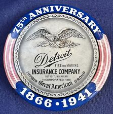 Patriotic DETROIT Fire & Marine Insurance Co. Paperweight Pocket Mirror picture
