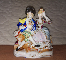 Antique Figure Group Hand Painted Porcelain Seated gentleman with a lady picture