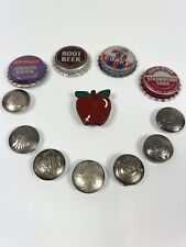 vintage lot Of 12 button covers Apple Silver Root beer Grape Strawberry Soda picture