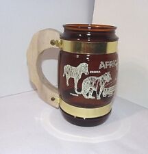 Siesta Ware African Safari Vtg Port Clinton Ohio Souvenir Mug Brown Glass Cup picture