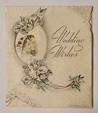 Vintage 1938 Wedding Wishes Small Greeting Gift Card ~ Rust Craft ~ Die-Cut picture