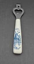 Blue and White Bottle Opener, Vintage Bottle Opener with Dutch Windmill Design picture