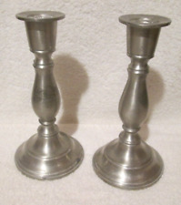Vintage Pair Of Woodbury Colonial Pewter Candlesticks 8 INCHES NICE picture