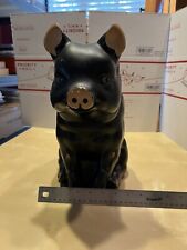 ANTIQUE @VERY RARE@ Large Ceramic Or Porcelain BLACK PIG Bank pre-owned picture