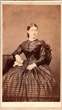 Lovely Young Woman, Elaborate Dress, Holding Hanky,  c1860, CDV Photo #2189 picture