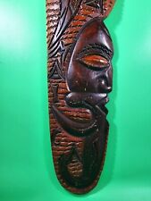Maui Large Vintage MCM 27.7 Inch Nicely Carved Tiki Wall Hanging  picture