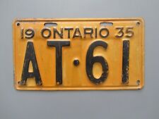 1935 'Shortie' Ontario Passenger License Plate AT-61 picture