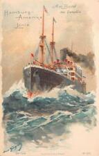 HAMBURG AMERICA LINE AM BORD SHIP GERMANY ADVERTISING POSTCARD (c. 1905) picture