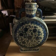 VINTAGE CHINESE MOON VASE~BLUE/GREY~11 1/2 in.~IMPORTED picture
