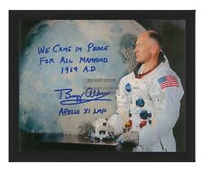 BUZZ ALDRIN WE CAME IN PEACE FOR ALL MANKIND AUTOGRAPHED NASA 8X10 FRAMED PHOTO picture