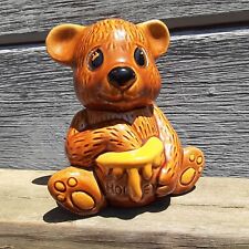 Vintage Ceramic Bear Honey Pot Jar Canister Brown Removable Head 6