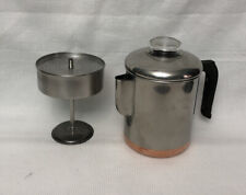Vtg REVERE WARE PERCOLATOR/COFFEE POT 1801 Double Ring Copper Clad Stainless MCM picture