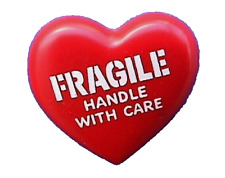 Hallmark PIN Valentines Vintage HEART FRAGILE Handle with Care 1979 Brooch picture