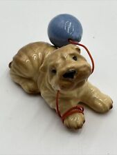 V.TG 1986 Hagen Renaker Miniature Shar Pei Dog With Blue Balloon Figurine CA USA picture