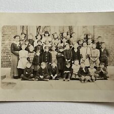 Antique RPPC Real Photograph Postcard Adorable Group School Children Boy Girl picture