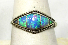 Native American Navajo Lab Created Inlaid Opal Ring Size 9 James Kee #181 picture