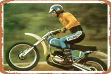 Vintage-Art Retro Bultaco Pursang Motorcycle MX Retro Funny Metal Tin Sign Wall  picture