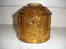 Vintage Amber Fairy Lamp Indiana Glass Stars & Bars Candle Votive Light TOP ONLY picture
