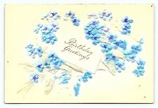 c1915 Birthday Antique Postcard Forget Me Nots Embossed Printed Germany NRC E24 picture