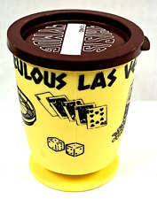 Vintage plastic coffee cup mug FABULOUS LAS VEGAS with lid casino picture