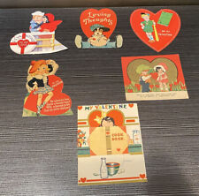 1930’s Antique Bundle of 6 Beautiful Valentine Cards Unique Valentine’s Day Gift picture